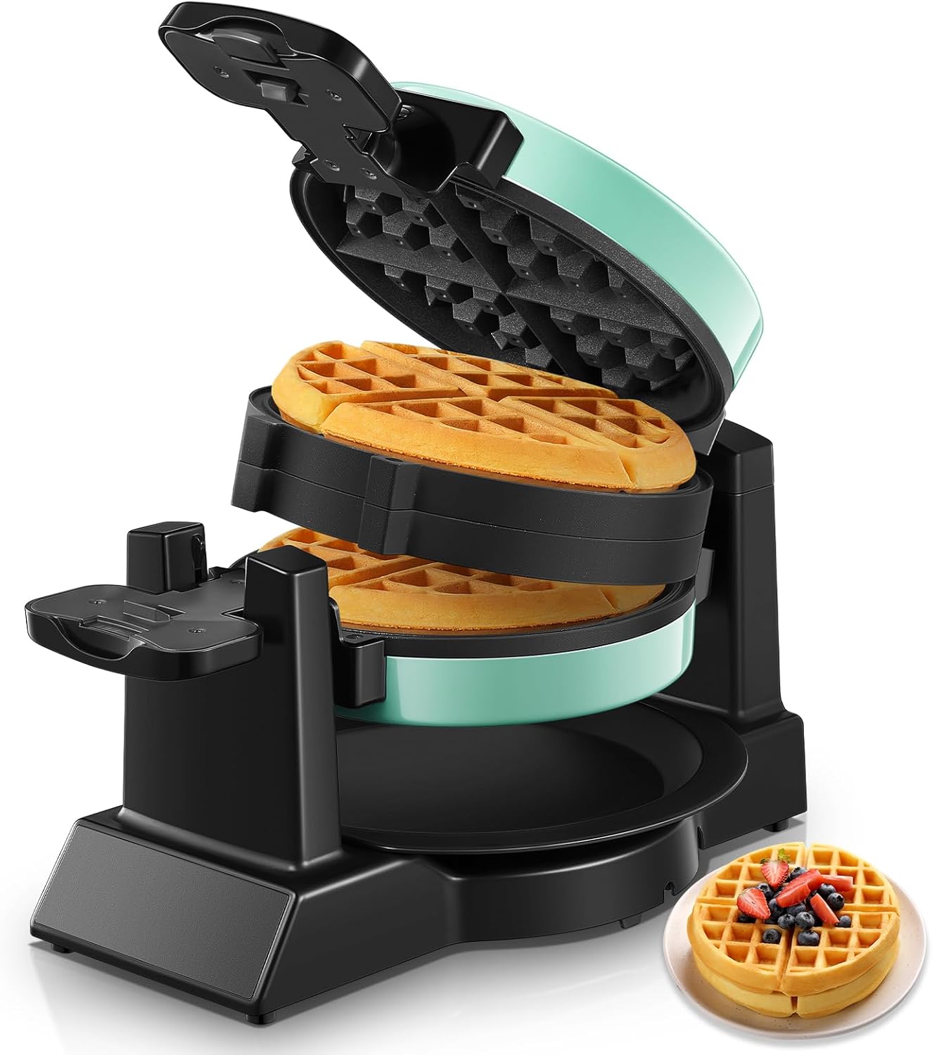 Double Belgian Waffle Maker with 180 Flip for Quick Cooking
