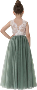 Girls Rose Lace Back A-Line Tutu Dress - V Back Tulle Party Wear