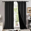 Total Blackout Curtains 95 in Length - 2 Panels Rod Pocket, Black
