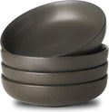 Stoneware Pasta Bowls 34 oz Set of 4 - Matte Black, Large Serving