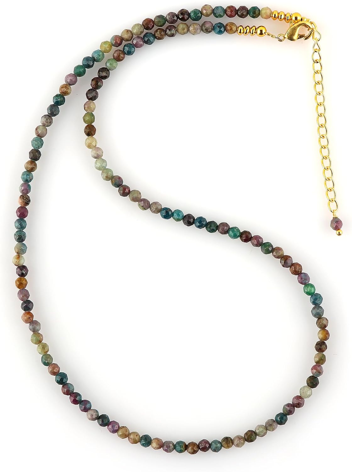Natural Gemstone Micro Faceted Round Beads Dainty Choker Necklace