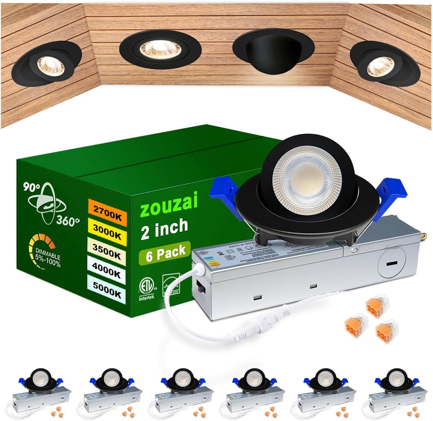 5CCT LED Gimbal Recessed Light with Junction Box for Versatile Use