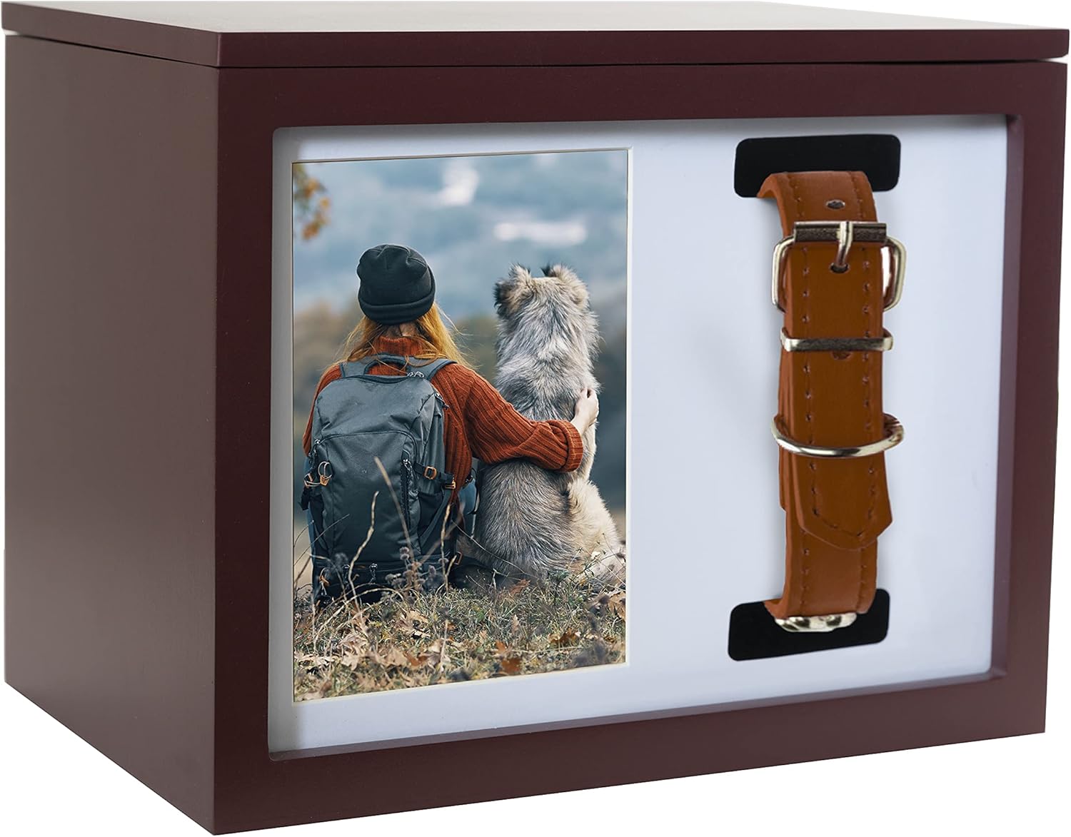 Urn and Keepsake Box Memorial for Dogs and Cats - Brown