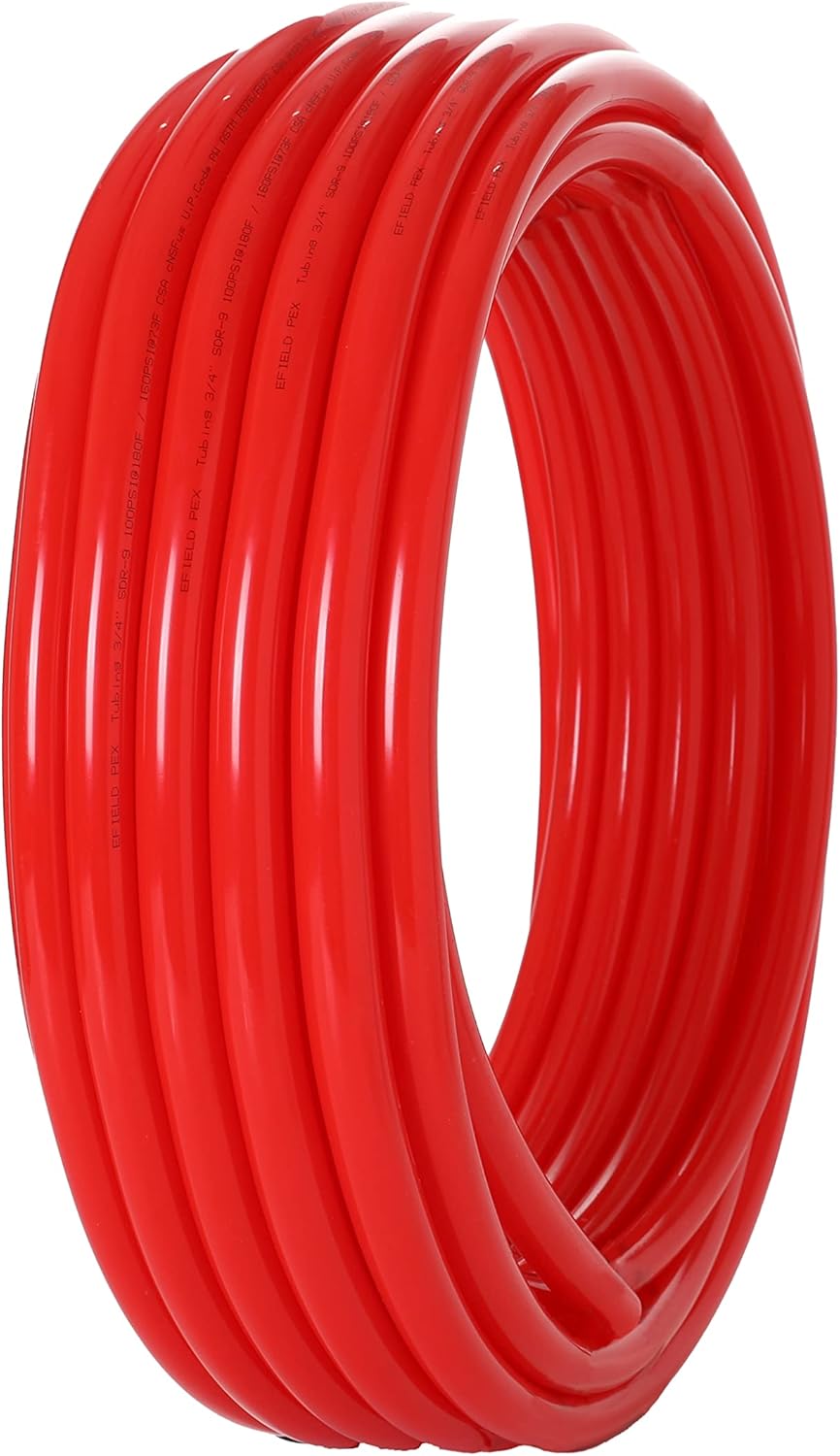 EFIELD Pex-b Pipe 3/4 Inch x 100 Ft Red for Potable Water Use