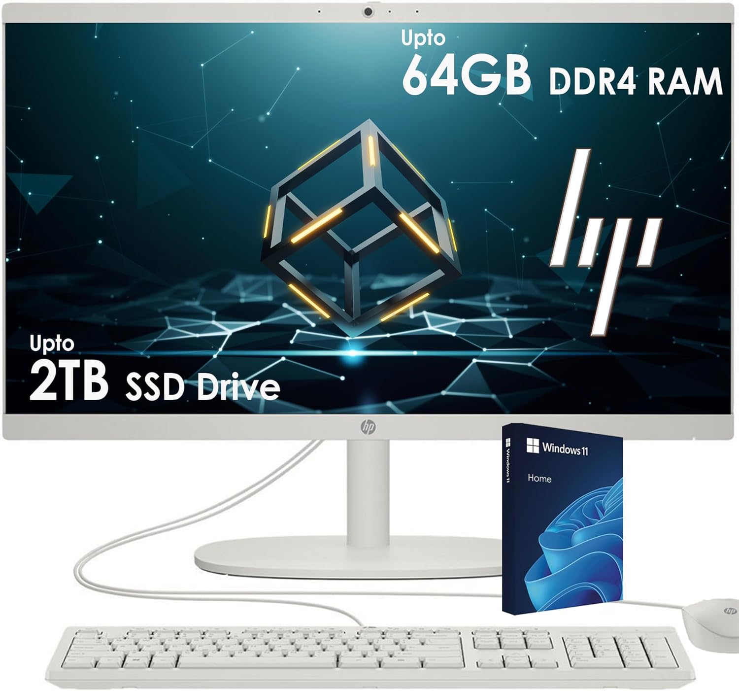 HP All-in-One Desktop PC with 22in Full HD Display and 12GB RAM