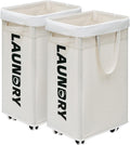 Laundry Basket with Wheels and Handle - 75L Collapsible Rolling Hamper
