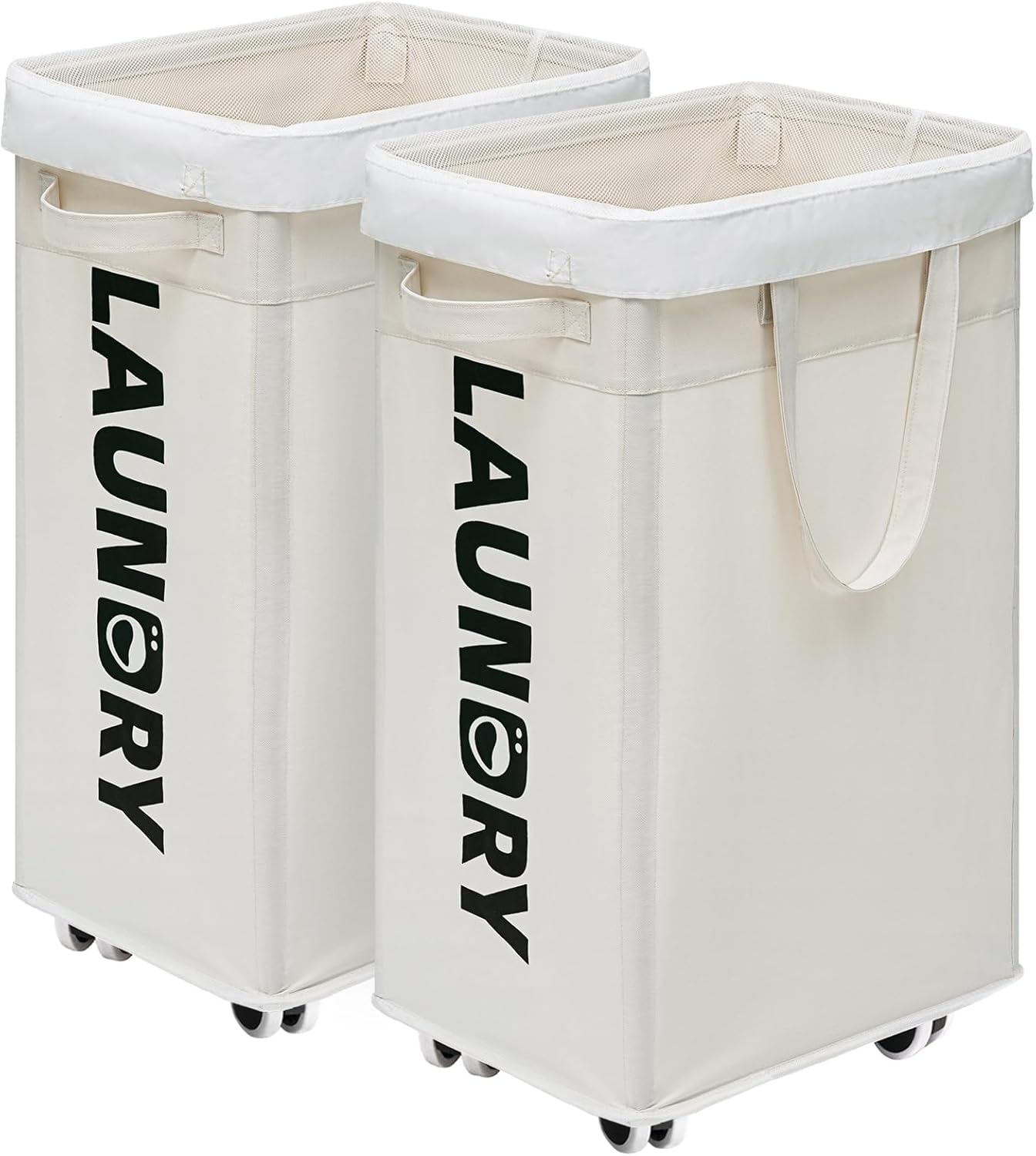 CHICVITA 2-Pack Laundry Baskets with Wheels for Easy Transport