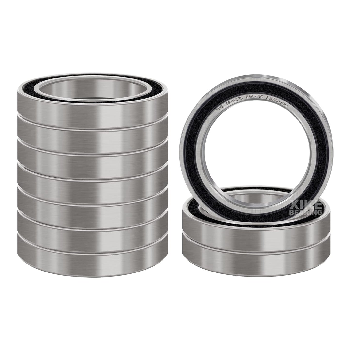 XIKE 10 Pcs 6910-2RS Bearings for Reliable Performance