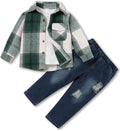 Toddler Boy Plaid Button Down Shirt and Pants Set - Cozy Winter Outfit