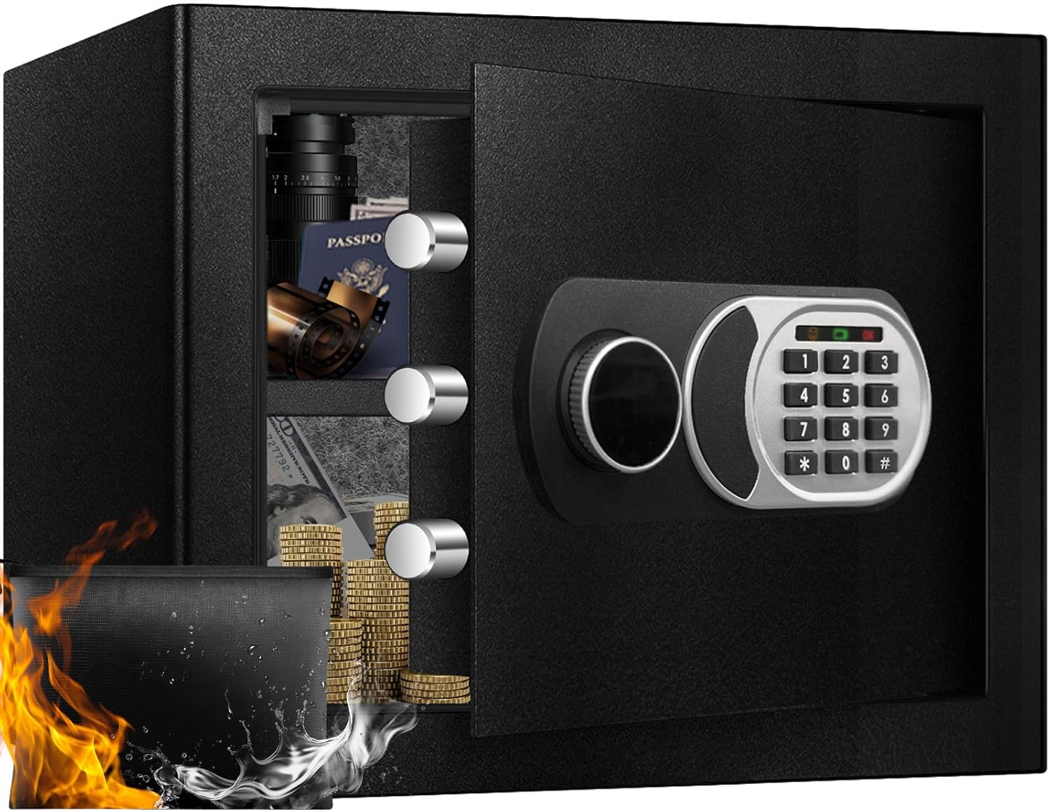 1.8 Cuft Small Safe Box with Fireproof Waterproof Bag for Home