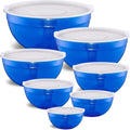 Blue Mixing Bowls with Airtight Lids Set of 7 - Space-Saving Prep Kit