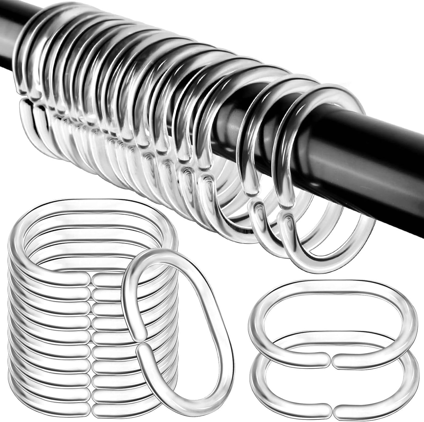 Fandamei 36-Pack Shower Curtain Rings - Plastic Hooks for Easy Bathroom Organization!