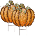Morning View Metal Pumpkin Garden Stake - 26in Fall Yard Decor