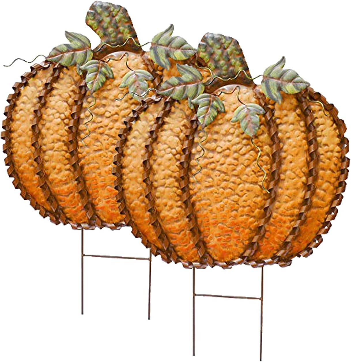 Metal Pumpkin Garden Stake for Fall Decor - Rustic Yard Sign