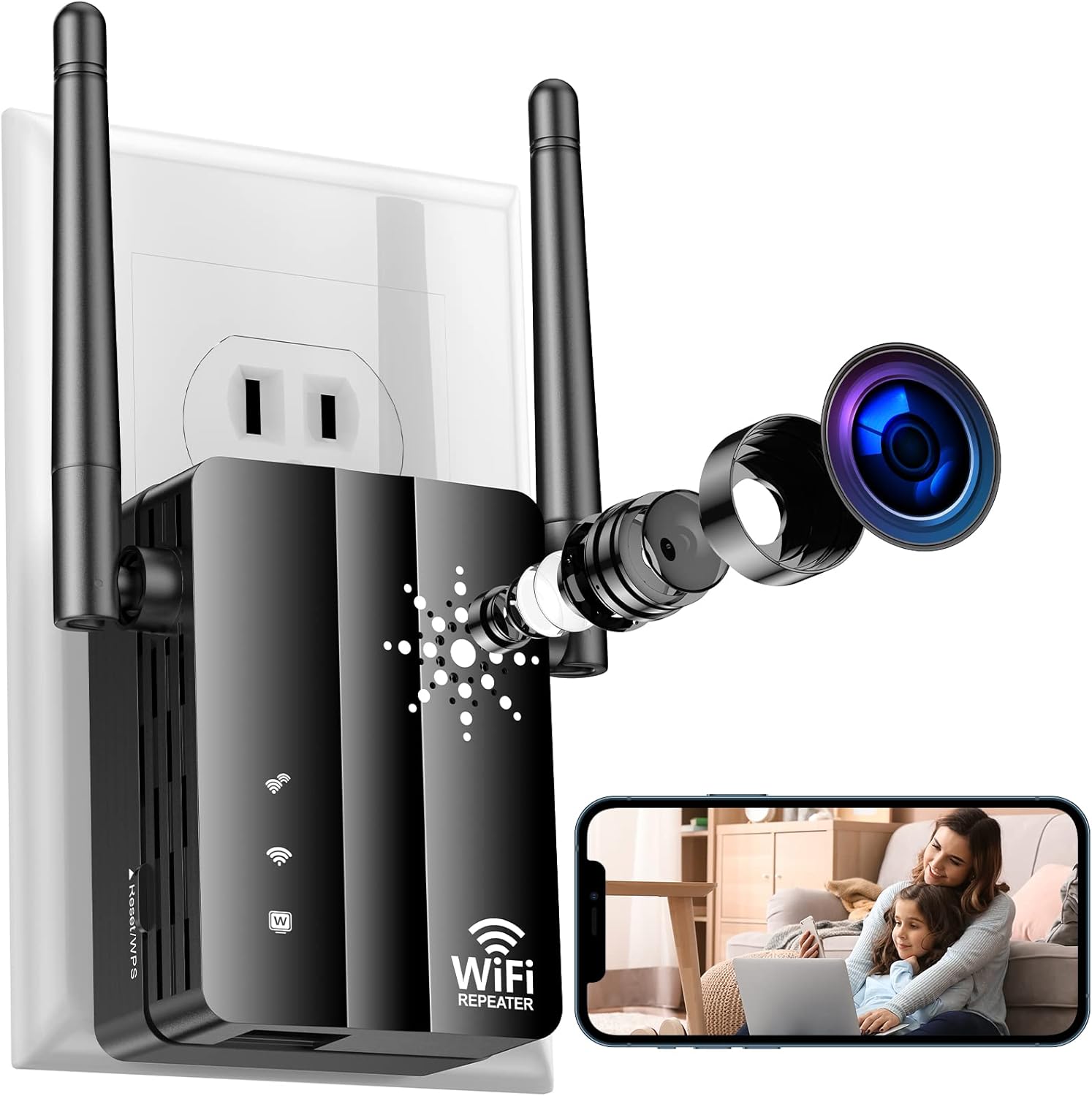 Nanny Cam Hidden Camera with WiFi Repeater Functionality