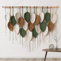 Large Macrame Wall Hanging Boho Woven Tapestry - Chic Leaf Tassel Art