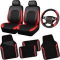 CAR PASS Air Mesh Leather Car Seat Covers and Floor Mats - Front Set