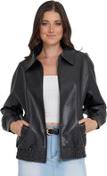 Steve Madden Leather Jacket Women Oversized Bomber - Timeless Edge top
