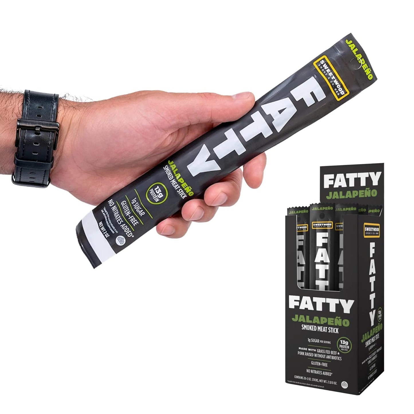 FATTY Meat Sticks with Grass Fed Beef and Pork, 13g Protein