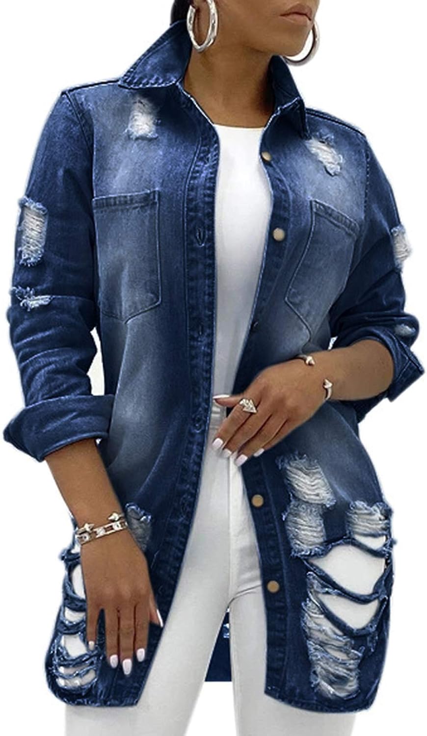 Classic Long Sleeve Denim Jacket for Women - Stylish Trucker Coat