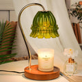 Dimmable Candle Warmer Lamp with Timer - Green Flower Jar Candle