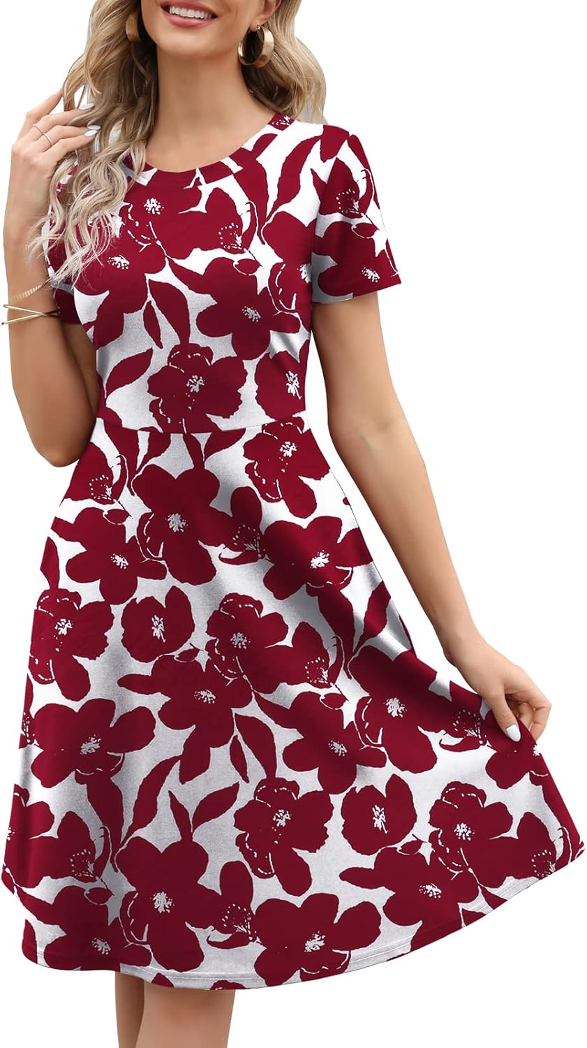 Elegant Knee Length Floral Print Dress for Women - Vintage Style