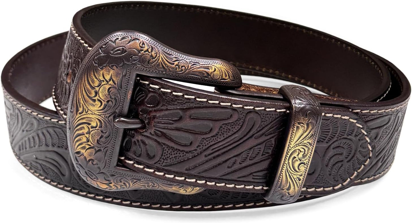 Genuine Full Grain Western Engraved Tooled Leather Strap 1-1/2 in