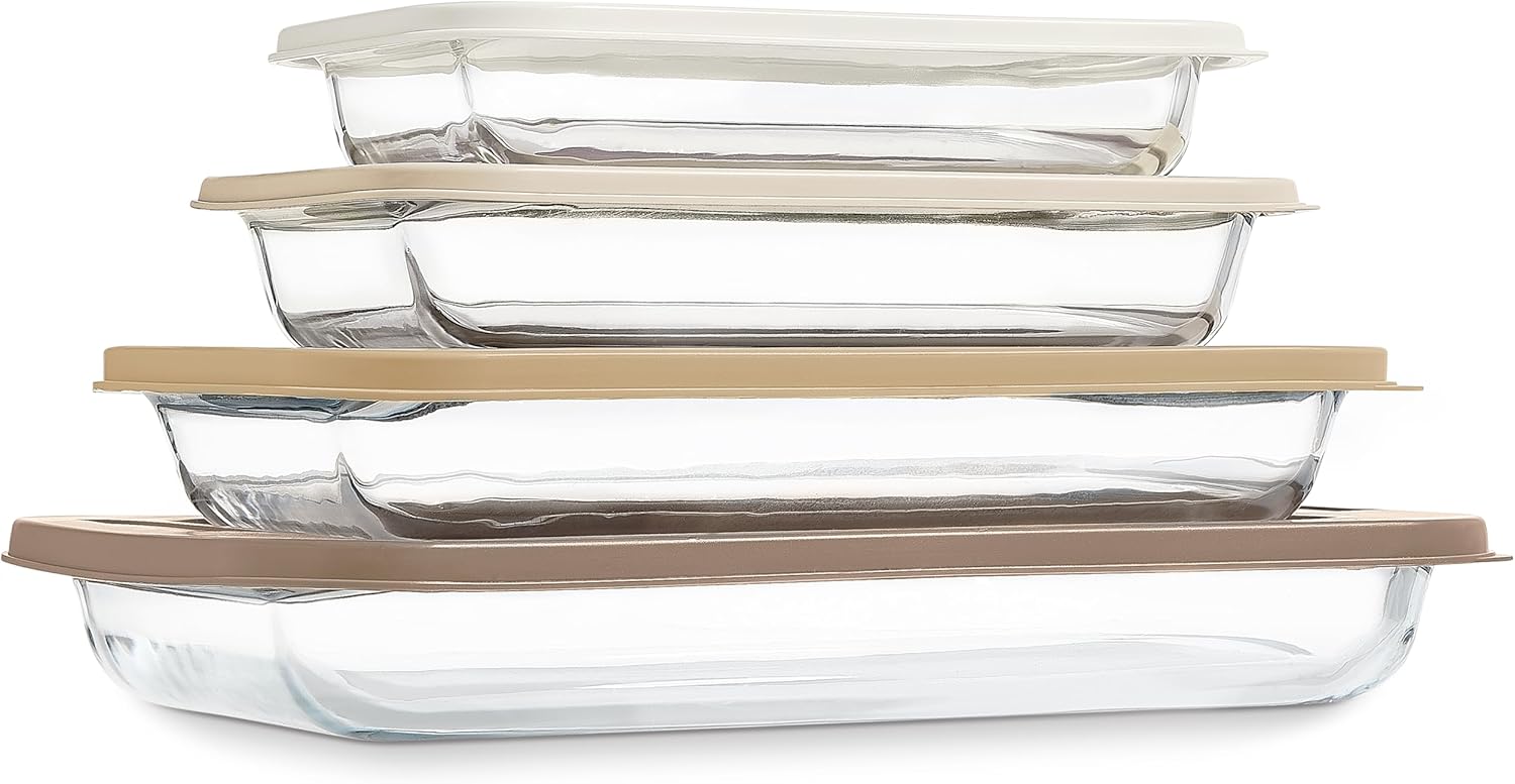 COOK WITH COLOR 8 PC Glass Baking Dish Set with Lids for All Needs