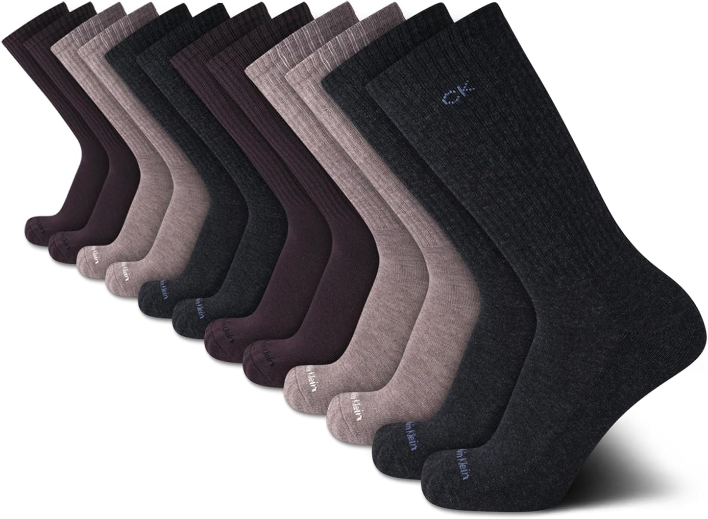 Calvin Klein Mens Crew Socks - 12 Pack Soft Stretch Athletic Socks