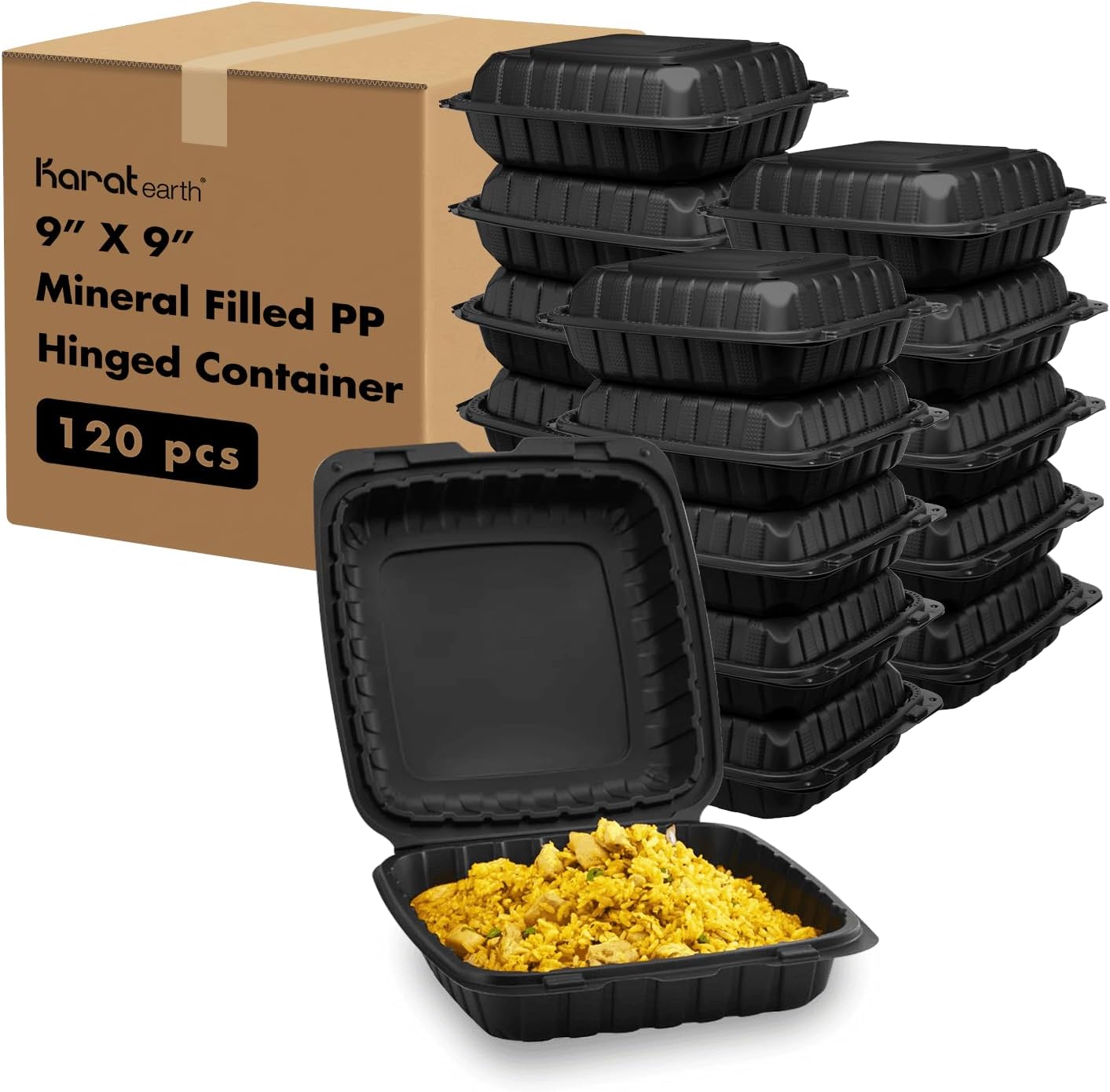 KARAT EARTH Clamshell Take Out Food Containers for Eco-Friendly Meals