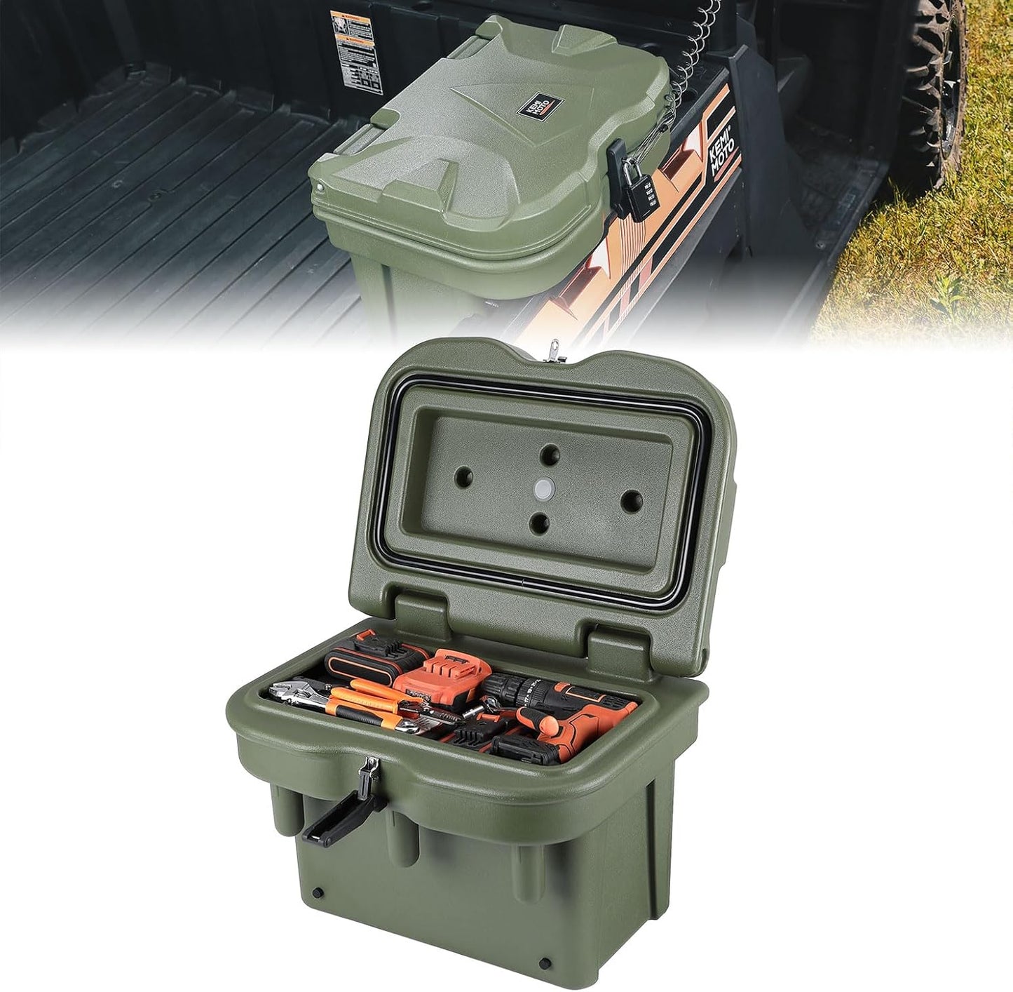 KEMIMOTO UTV Bed Storage Box 5.5GAL for Polaris Ranger & General