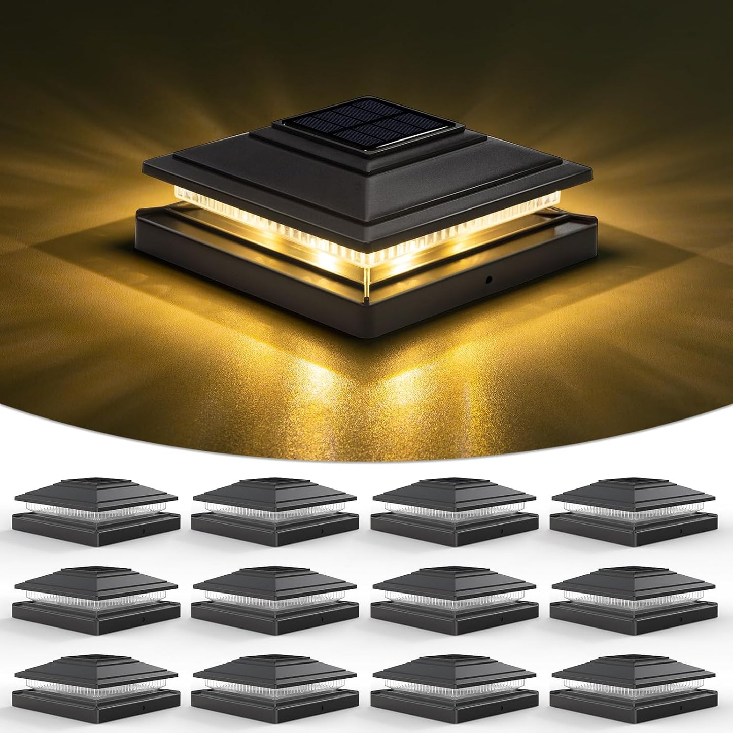 VOLISUN Solar Fence Post Lights - Waterproof Outdoor Cap Light