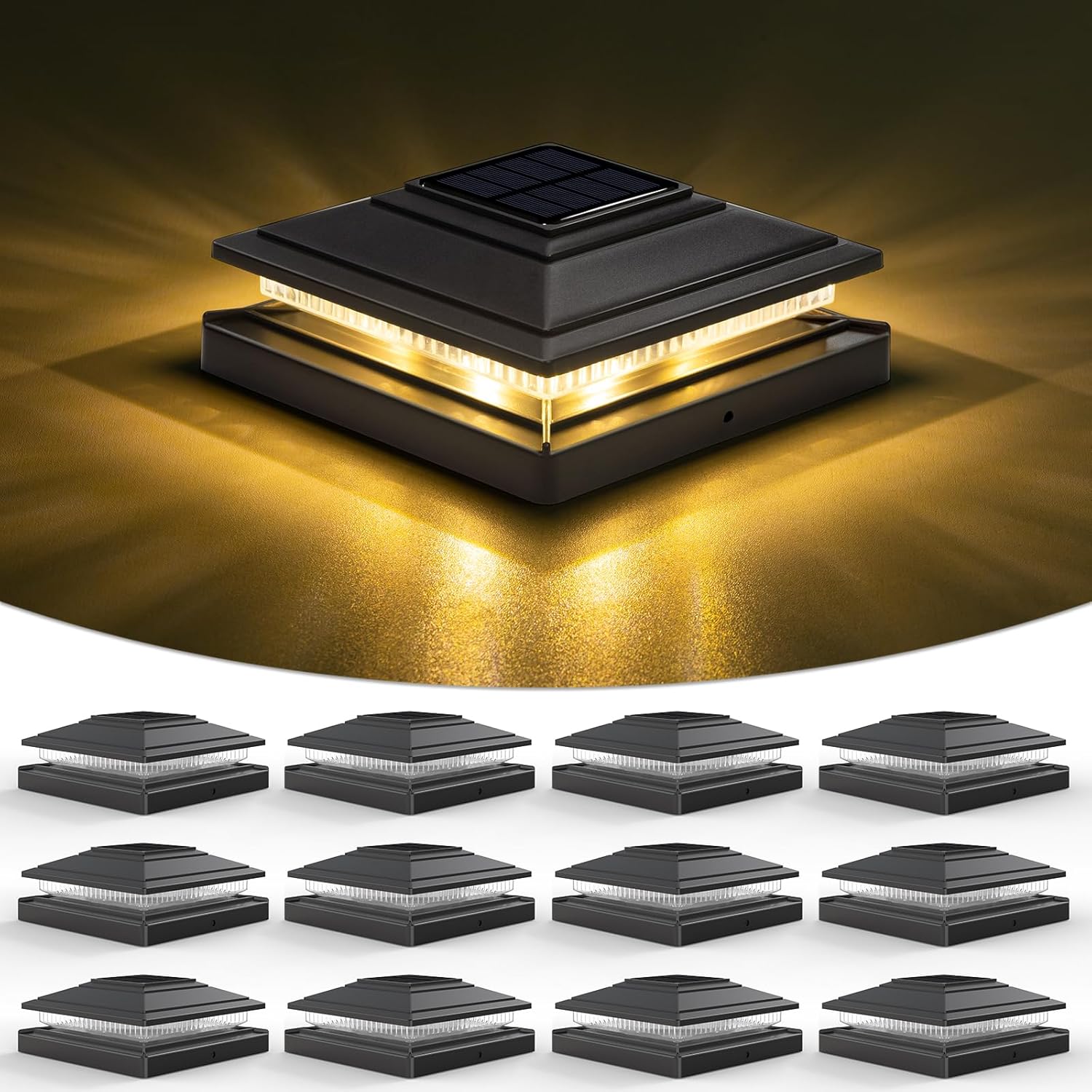 VOLISUN Solar Fence Post Lights - Waterproof Outdoor Cap Light