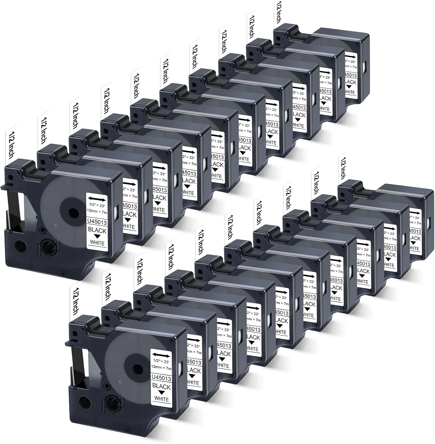 20-Pack Dymo 45013 D1 Label Tape Black on White 1/2 Inch