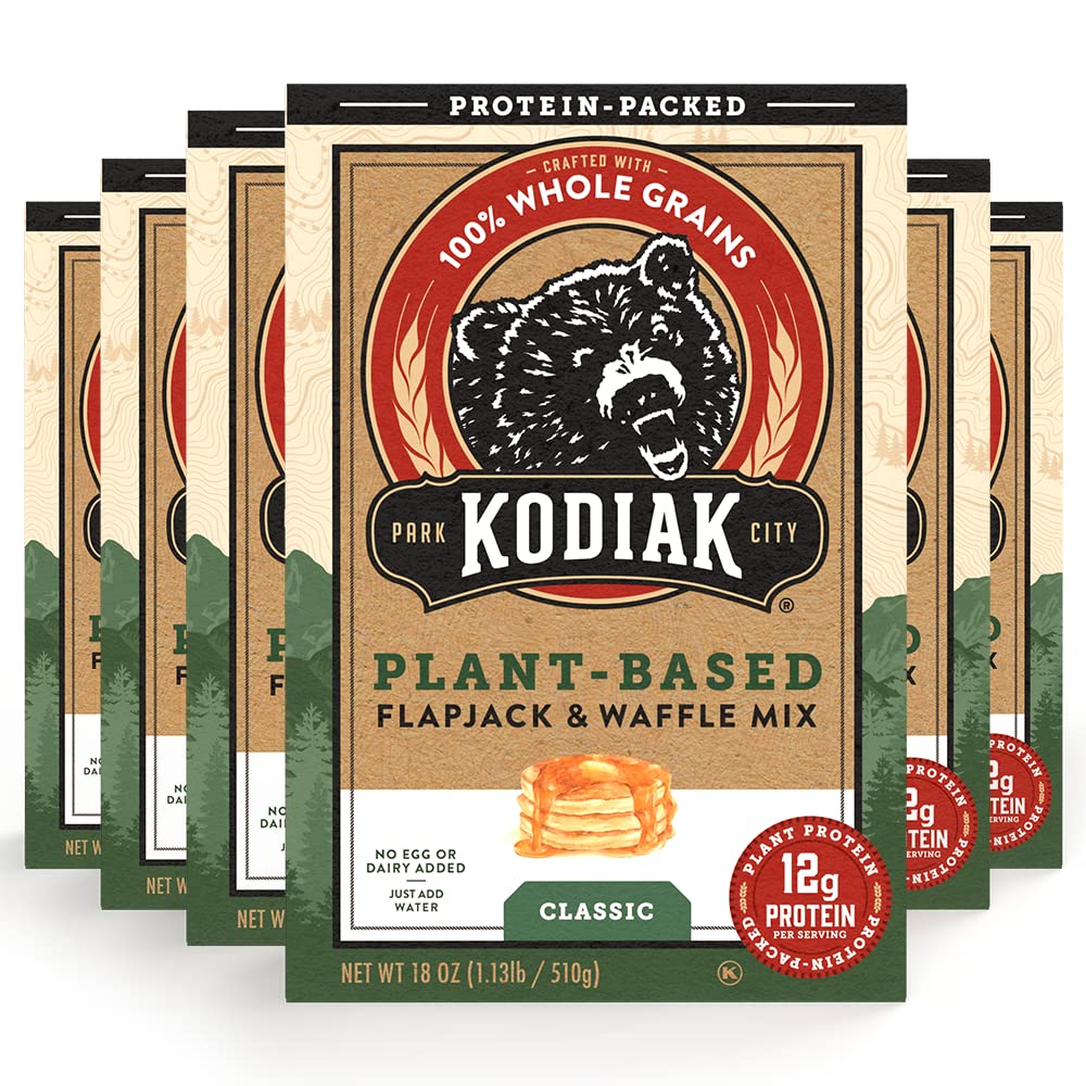 Kodiak Cakes Plant-Based Flapjack & Waffle Mix, 18 Oz, Pack of 6