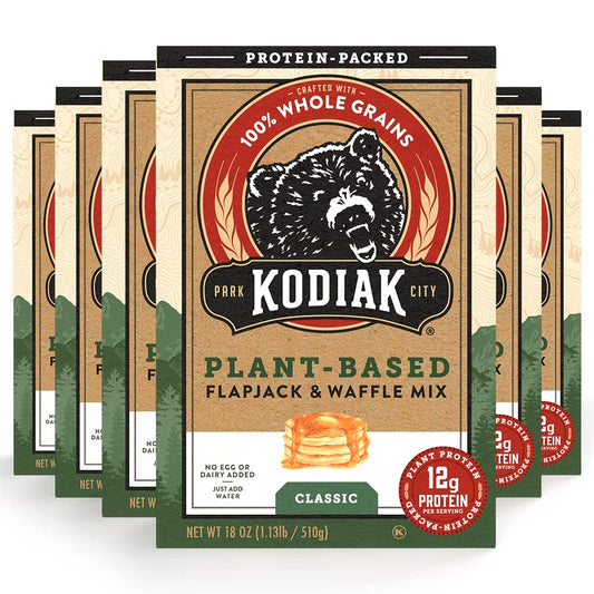 Kodiak Cakes Plant-Based Flapjack & Waffle Mix, 18 Oz, Pack of 6