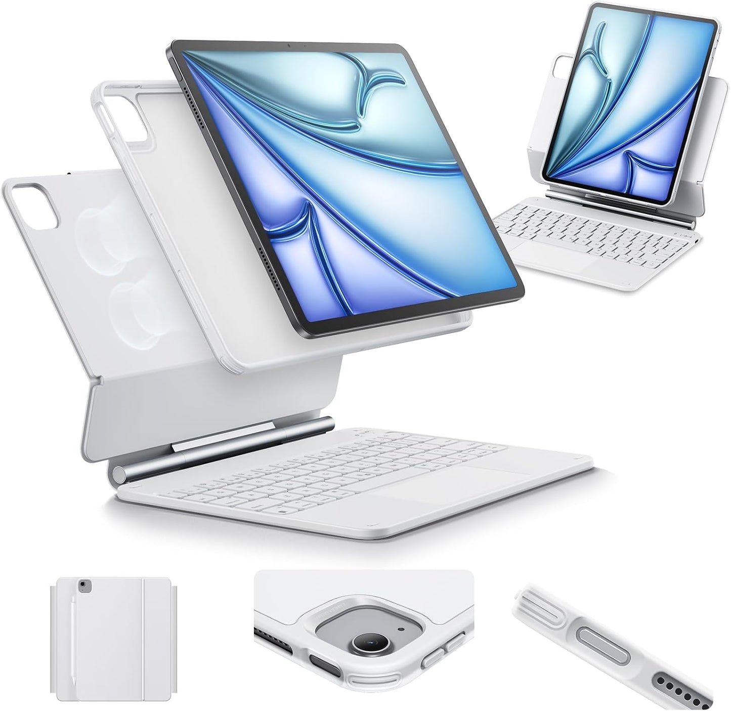 ESR White iPad Keyboard Case: Easy-Set Stand, Portrait Mode