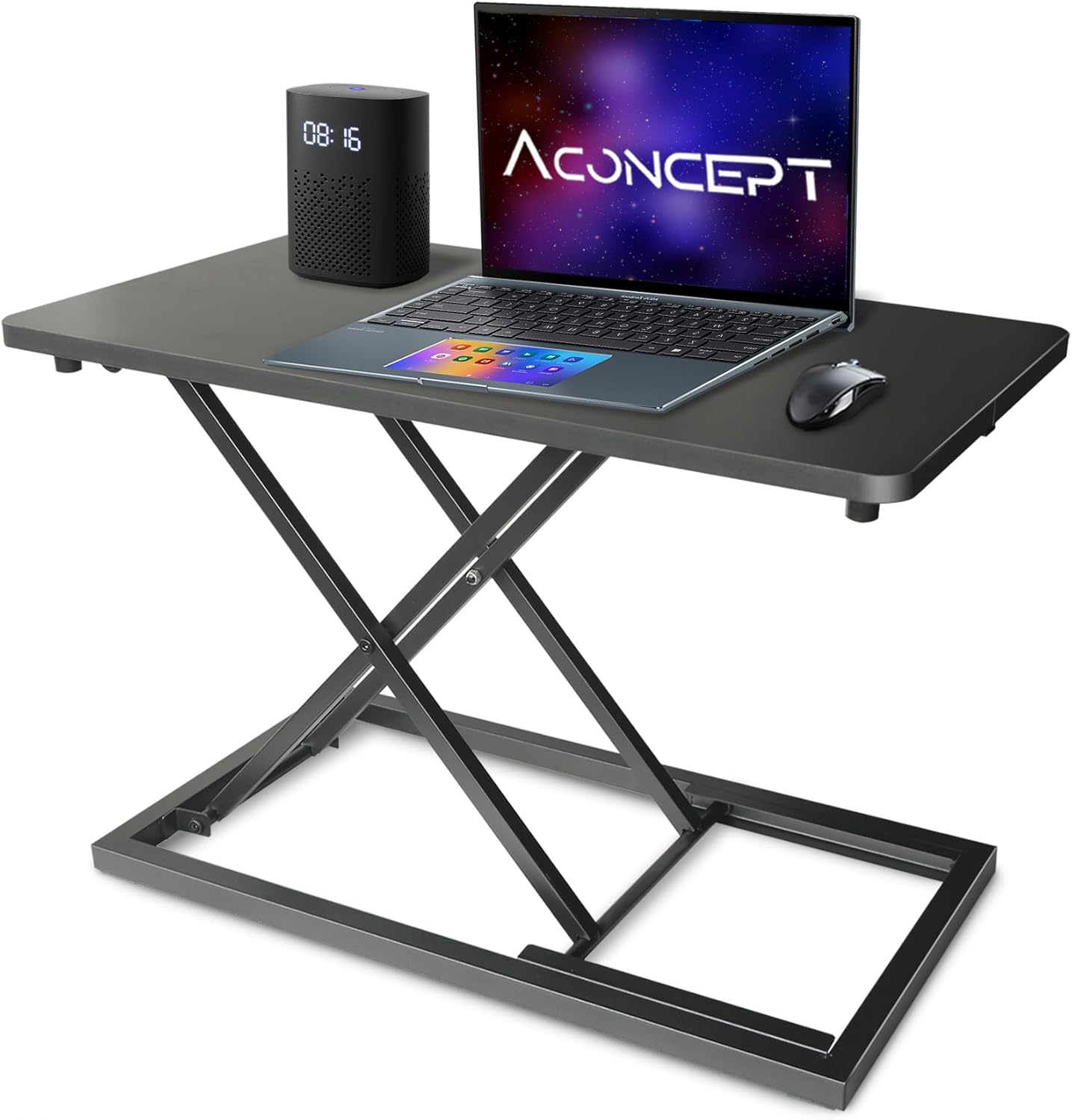 Extra-Slim 24 x 14 inch Black Lift Standing Desk Converter