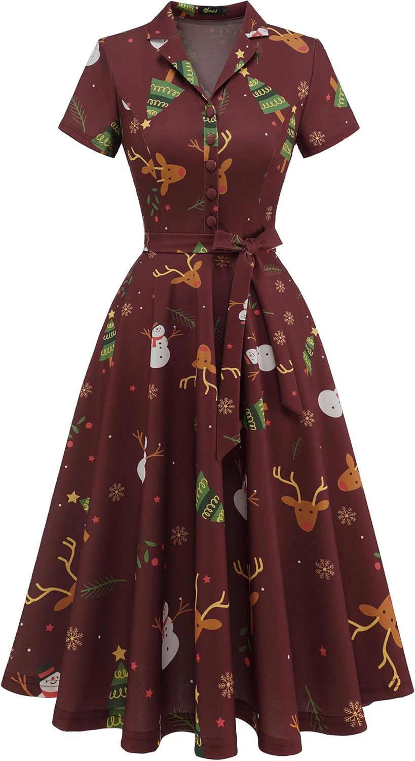 Vintage Tea Dress for Women - Short Sleeve Cocktail Style