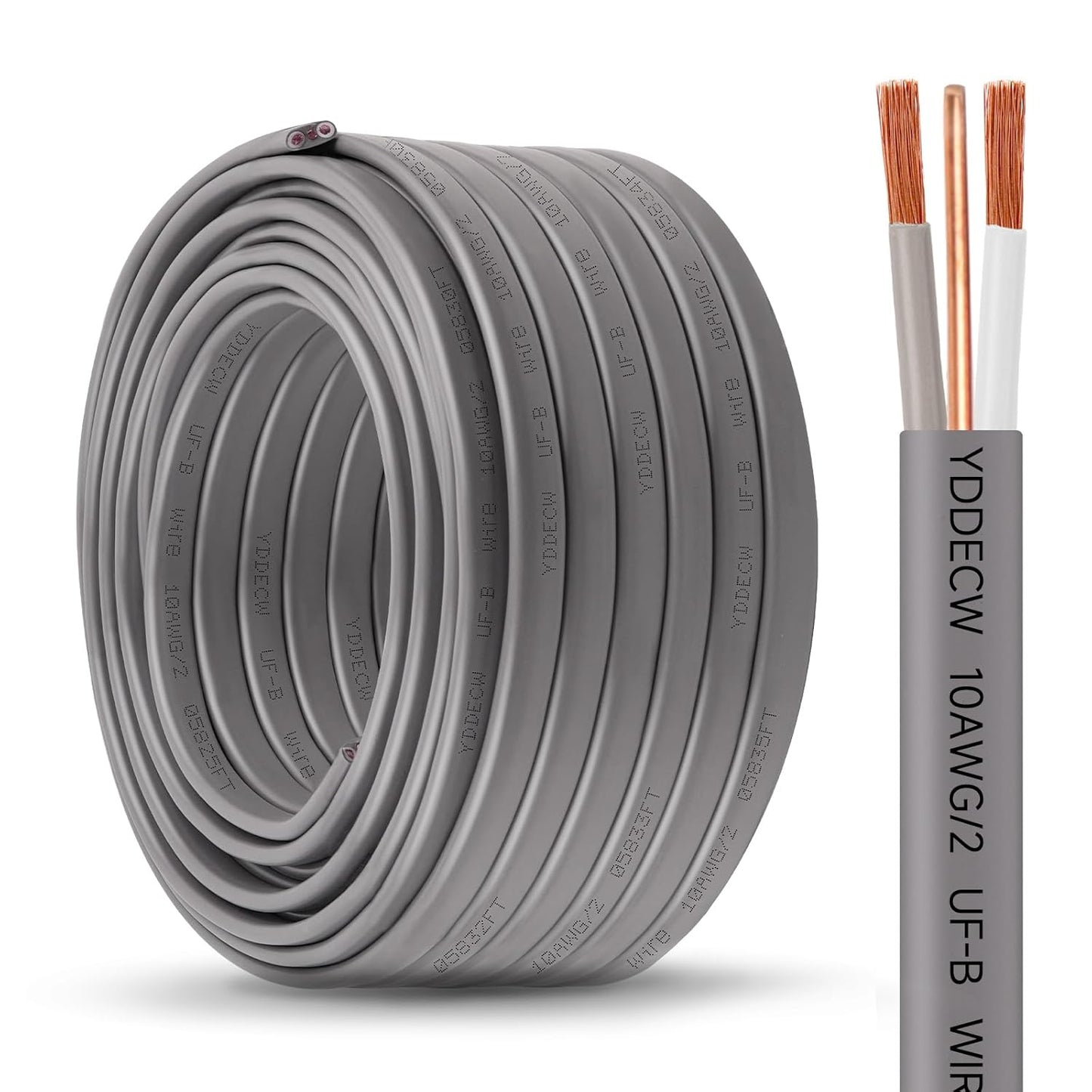 10/2 UF-B Wire - 75FT 100% Pure Copper for Direct Burial Use
