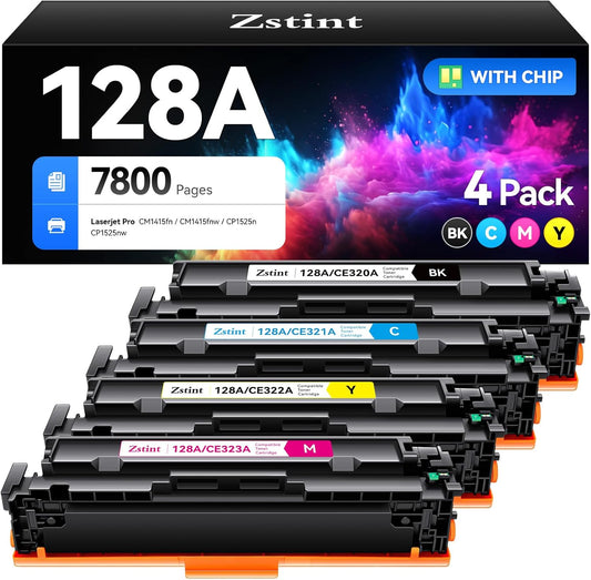 High Yield 128A Toner Cartridge 4-Pack for HP Printers