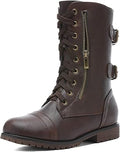 DREAM PAIRS Women's Faux Fur Lined Mid Calf Riding Combat Boots - Warm