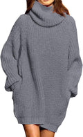 Pink Queen Womens Loose Turtleneck Oversize Sweater Dress - Cozy