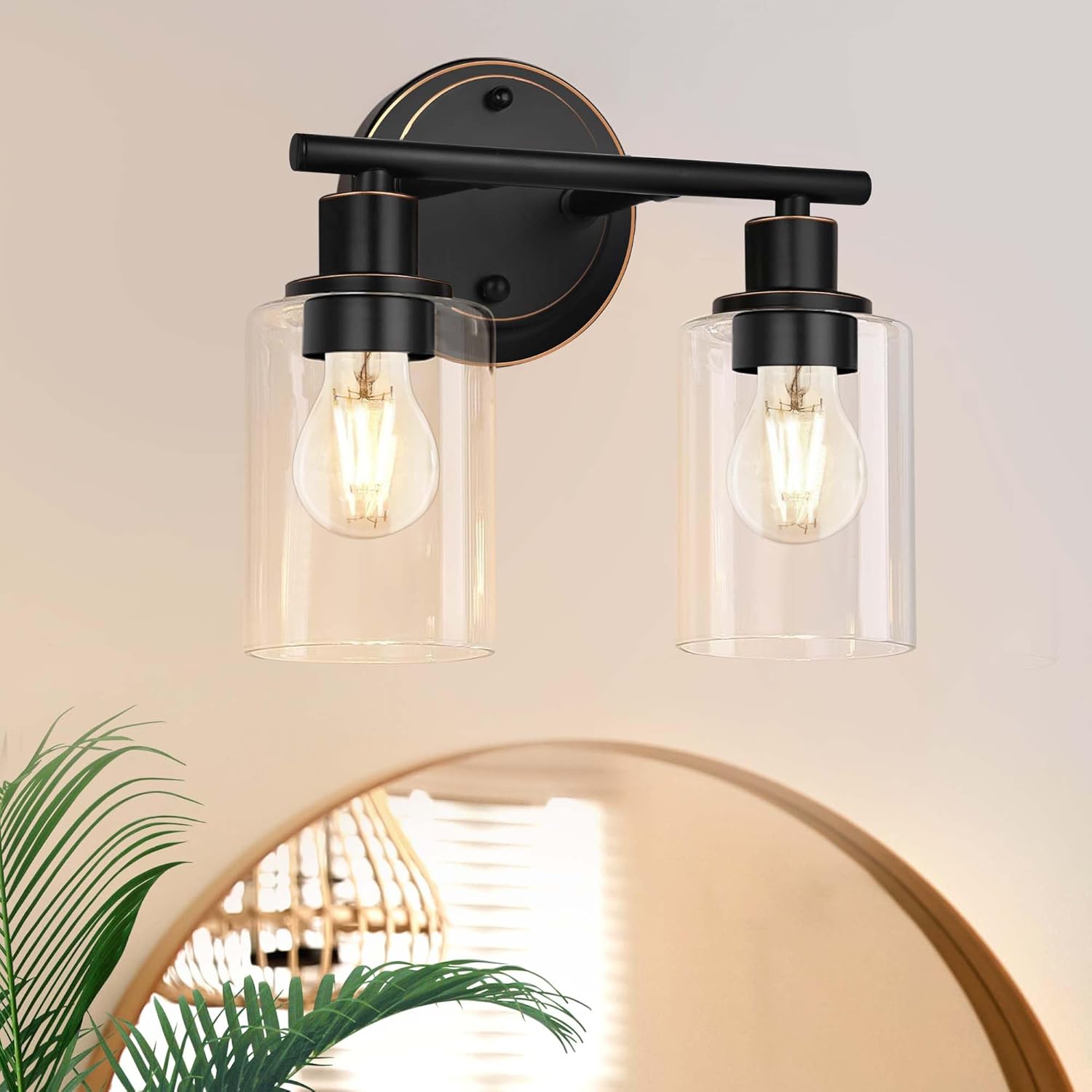 Oil Rubbed Bronze 2-Light Vanity Light Fixture for Modern Homes