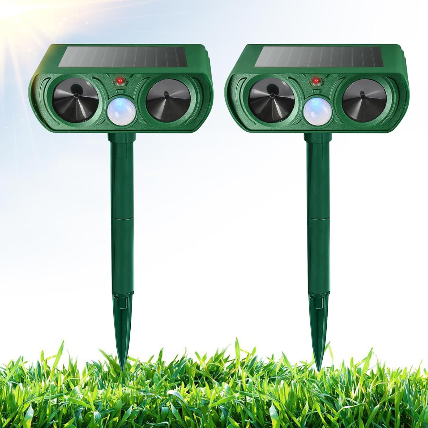 2 Pack Solar Animal Repeller for Effective Pest Control Outdoors