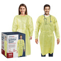 100 Pack Disposable Isolation Gowns - Yellow Level 2 SMS