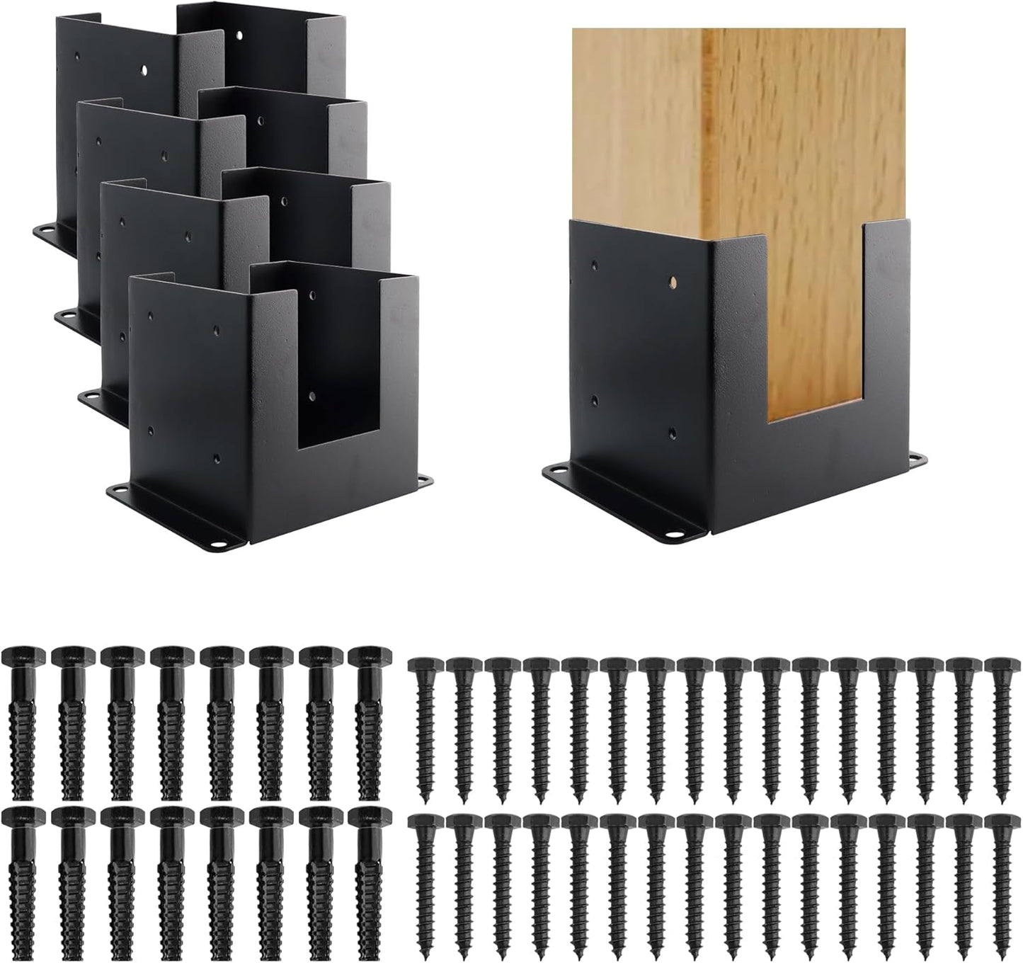 6x6 Post Base Heavy Duty Black Metal Post Anchor Kit