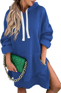 Women's Oversized Hooded Sweatshirt Dress - Soft Stretch Pullover
