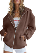 Trendy Queen Womens Zip Up Hoodies Oversized Sweatshirt - Cozy Fall