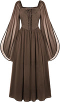 Scarlet Darkness Renaissance Pirate Dress - Elegant Bell Sleeve
